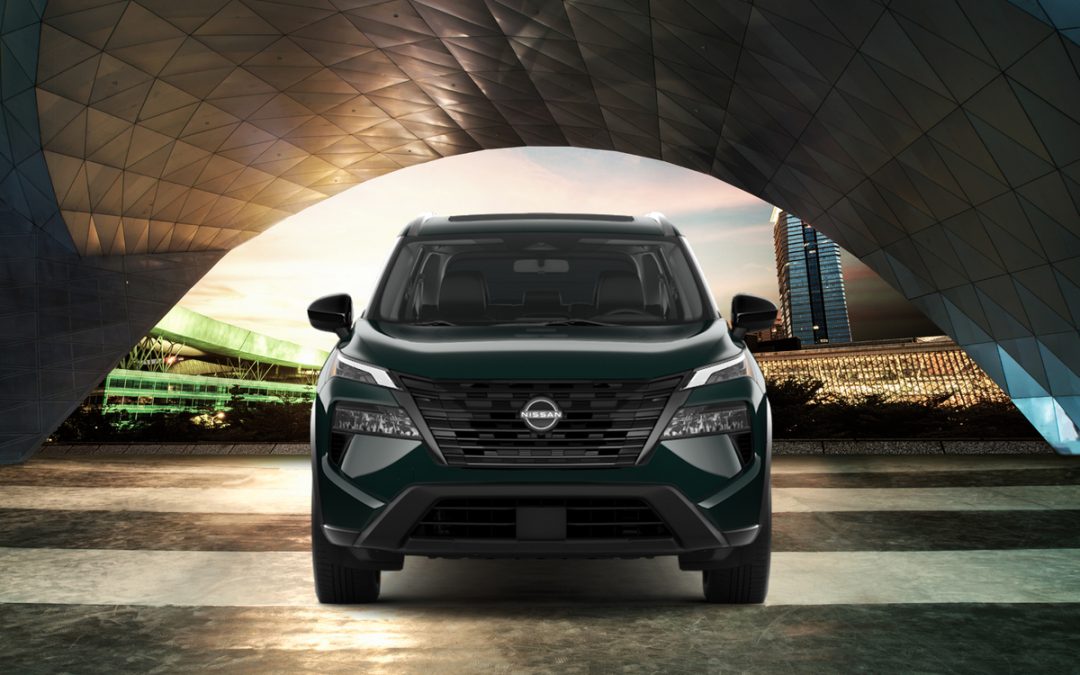 Nissan Rogue front exterior shown with a modern backdrop for Nissan SUV service content